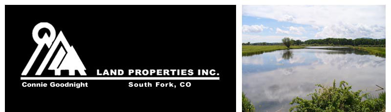 Land Properties logo, lake on property